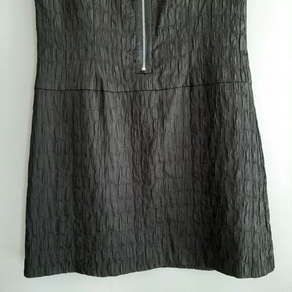 KENNETH COLE Textured Drop Waist Knee Length Midi Dress Black Sz 12 - Picture 9 of 11